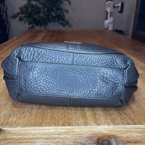 COACH Black Pebbled Leather Hobo Shoulder Bag Handbag Purse Zip Front Pocket - Picture 8 of 16